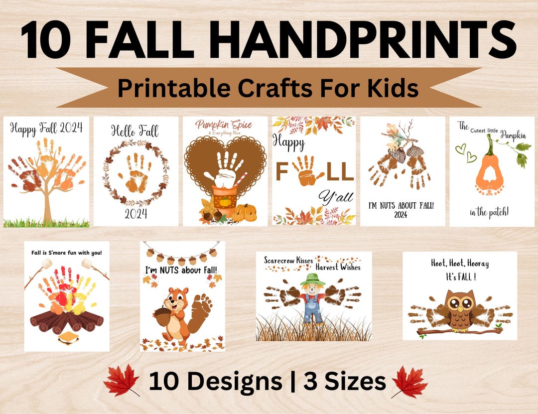 Printable Fall Crafts for Kids Bundle Handprint Footprint DIY