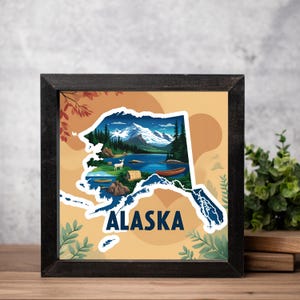 Alaska state art, Alaska wall hanging, Alaska wood frame ,Alaska pride, state wall sign, wood frame , US state art, Alaska decor