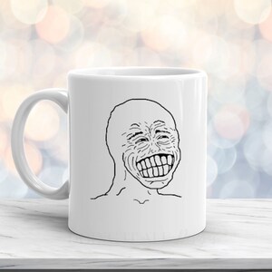 Wojack 11 oz. White Ceramic Mug, meme mug, funny gift, meme gift, Wojack meme, Wojack smile. christmas gift for son, gift for him