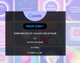 Template instagram holistique - Pack 3 en 1 - coach et thérapeutes - santé & bien être - CanvaParty