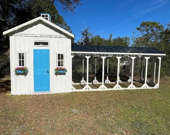 Deluxe Chicken Coop with 15' Run  -  23' overall length