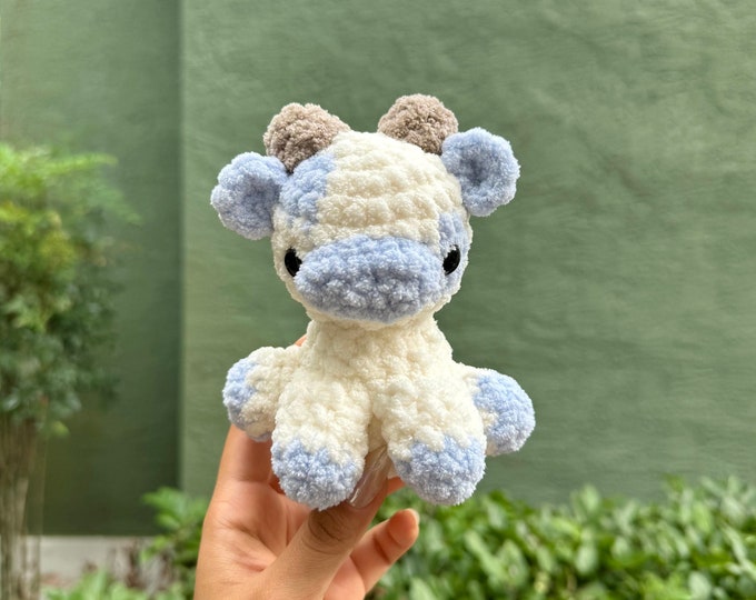 Crochet Sitting Cow Plushie, Adorable Handmade Baby Cow Anniversary Birthday Gift, Amigurumi Stuffed Animal Toy, Cute Fun Home Decor <3