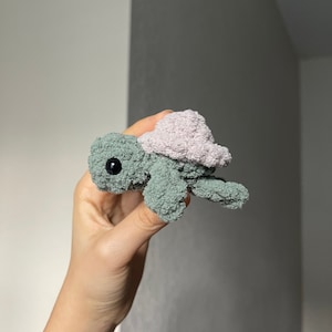 Mini Turtle Crochet Plushie, Adorable Handmade Baby Turtle Anniversary Birthday Gift, Tiny Amigurumi Stuffed Animal Toy, Cute Fun Home Decor