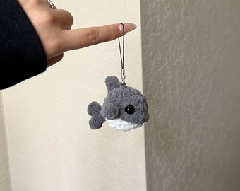 Mini Shark Crochet Plushie Keychain, Adorable Handmade Anniversary Birthday Gift, Tiny Amigurumi Stuffed Animal Toy, Cute Fun Car Home Decor
