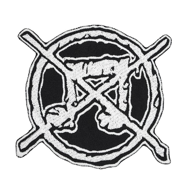 Anti Music Embroidered Sew-on Patch | Danger Music Avant-Garde Heavy Metal Noise Fluxus Music Band Logo