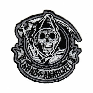 Sons Of Anarchy Embroidered Sew-on Patch | Grim Reaper Skull Action TV Show SAMCRO Biker Gang Logo