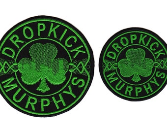 Dropkick Murphys Gestickter Aufnäher | 3 Dreiblättriges Kleeblatt Amerikanisch Keltisch Street Biker Punk Oi! Musik Band Logo