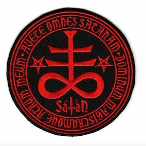 Leviathan Cross Satan Avete Omnes Satanam Dominum Embroidered Sew-on Patch | Gothic Biker Gang Logo