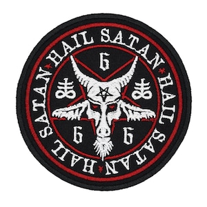 Hail Satan Baphomet 666 Leviathan Cross Embroidered Sew-on Patch | Sabbatical Goat Pentagram Logo