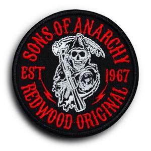 Sons Of Anarchy Redwood Original Est 1967 Embroidered Sew-on Patch | Grim Reaper Skull Biker Logo