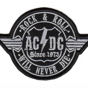 AC/DC ACDC Since 1973 Rock & Roll Will Never Die Embroidered Sew-on Patch | Australian Hard Rock Heavy Metal Music Band Logo