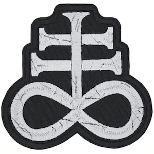 Leviathan Cross Embroidered Sew-on Patch | Satan Cross Gothic Baphomet Devil 666 Biker Gang Logo