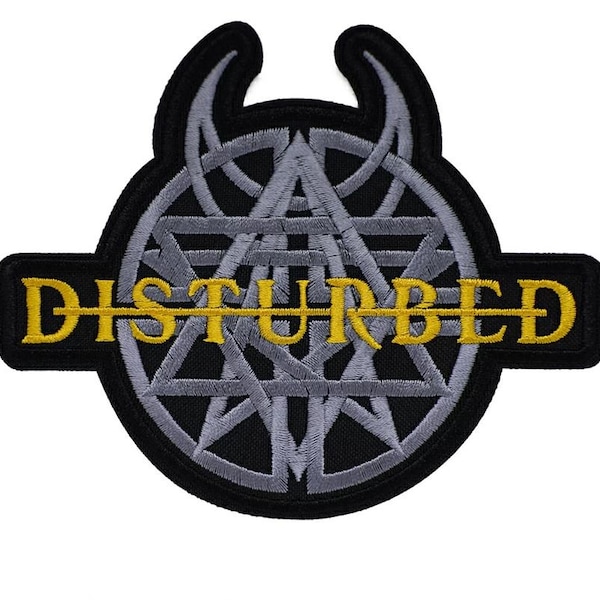 Disturbed Sew-on Embroidered Sew-on Patch | Pentagram American Heavy Alternative Nu Metal Music Band Logo