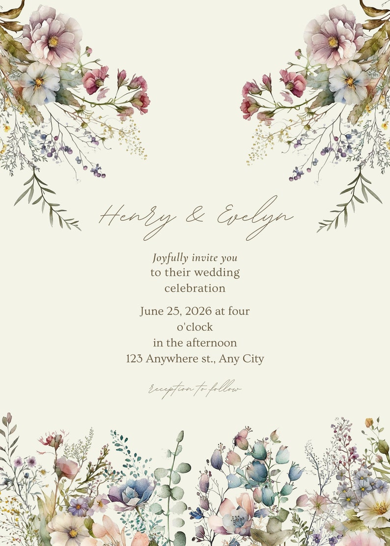 Watercolor Wild Floral Clipart - Wild Flowers Clipart - Wedding Event ...