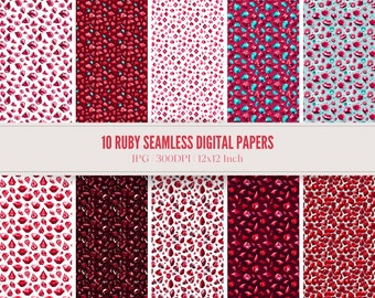 10 papéis digitais rubi, padrão sem costura rubi, estampas rubi, fundo de cristal, papel digital rubi, papel digital cristal, álbum de recortes