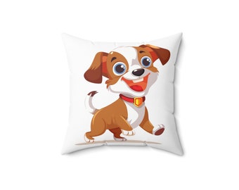 Spun Polyester Square Pillow, Printify, Spun Polyester Square, White Pillow, Dog Pillow, Sizes: 14x14