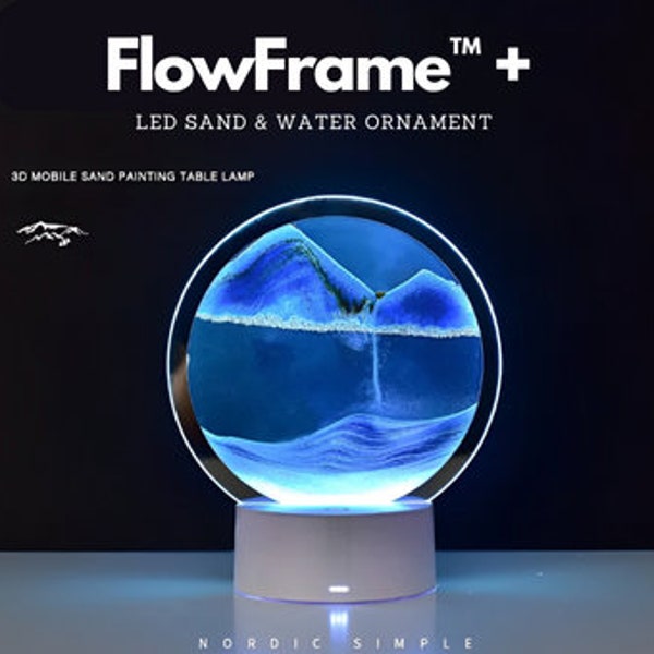 Sand and water night light table lamp- 3D LED USB sand art decoration, desk ornament, room decoration, LED lamp 7 colours