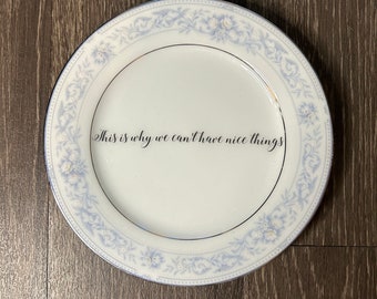 Vintage plate   This is why we cant have nice things sassy swear words china plates