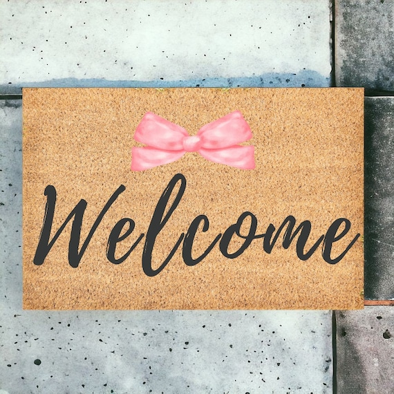 Pink Bow Welcome Mat | Coquette Decor | Housewarming Gift