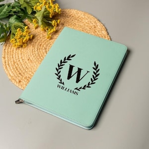 Personalized Portfolio | Custom Engraved Padfolio with Name or Initials | Vegan Leather Business Folder with Notepad | Professional Gift