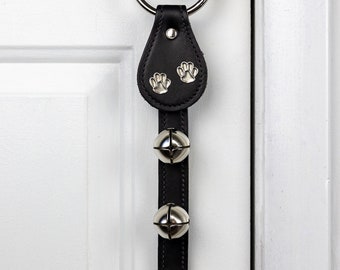 doorknob bell, sleigh bells, ornamental bells, paw prints, doorknob decor, doorknob hanger, door bell, training bell, cat lover, dog lover