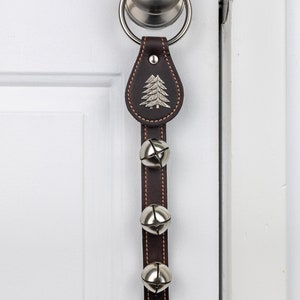 Christmas tree ornament, doorknob bell, doorknob hanger, pine tree, ornamental bells, sleigh bell ornament, bell strap