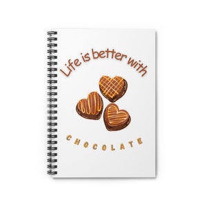 Caderno Espiral - Linha Pautada a vida é melhor com caderno de chocolate caderno amante de chocolate caderno presente amante de chocolate