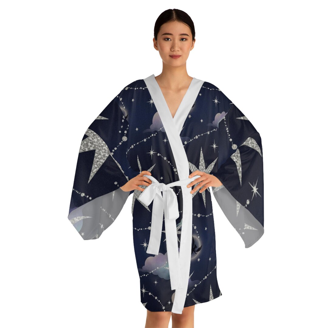 Fancy Star Robe Sparkling Starry Night Kimono Robe | Long Sleeve - Etsy