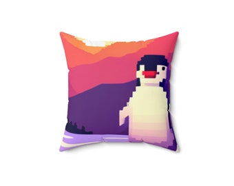 Penguin Faux Suede Square Pillow
