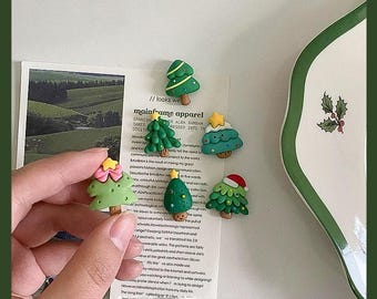 Imanes navideños de resina para refrigerador, 6 piezas/juego, Papá Noel, regalo para árbol de Navidad