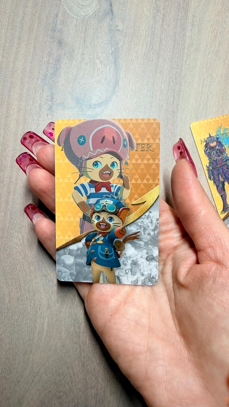 May include: A rectangular card featuring two cartoon characters in a colorful design. The top character wears a pig-themed hat, while the bottom character wears a blue outfit and goggles. The word "TER" is visible on the card.