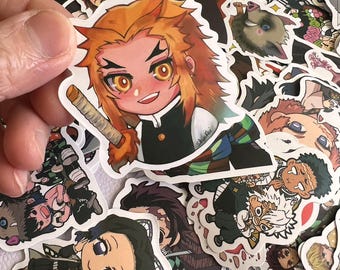 100 pegatinas de Demon Slayer de Nezuko y Tanjiro (anime y dibujos animados) resistentes al agua.