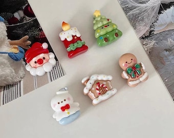Christmas resin refrigerator magnets 6pcs/set, Santa Claus, Christmas tree gift