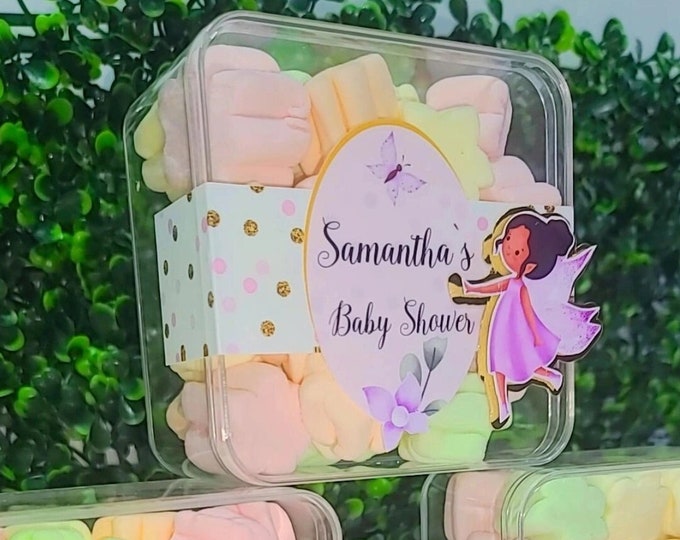 personalized kit for Baby Shower, baby girl, pink white and gold colors, baby shower, baby girl, personalized acrylic boxes, mini nutellas