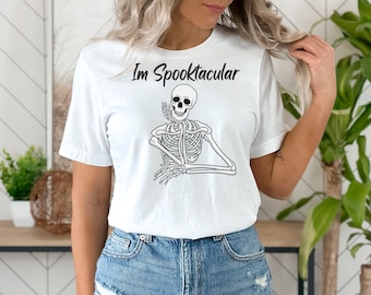 Halloween shirt, skelet Halloween shirt, skelet shirt, spooktaculaire shirt, val shirt, griezelige seizoen shirt, grappig shirt, trendy tees