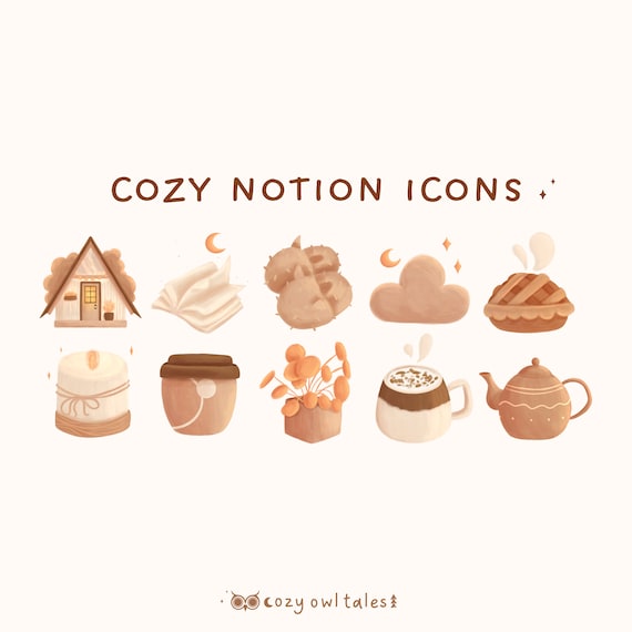Notion Icons for Notion Templates | Hand-drawn Beige Notion Icons from Caramel Latte Theme | Aesthetic Notion
