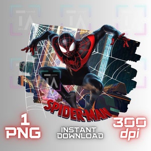 Miles Morales Spiderverse PNG Spiderman Sublimation Design Spiderman Cricut Sticker Spiderman T Shirt Design Miles Morales Digital Download