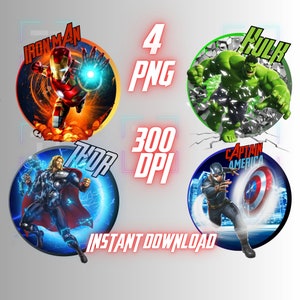 Avengers PNG Bundle | Marvel Superhero PNG for Cricut | T-Shirt Sublimation Clipart | Iron Man, Hulk, Thor, Captain PNG