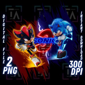 Sonic and Shadow PNG Shadow and Sonic Movie Clipart Digital Download Sonic vs Shadow Printable Sonic and Shadow Digital Art Instant Download