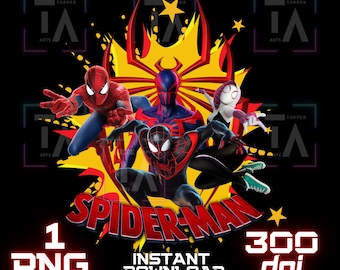 Spiderman PNG Miles Morales Super Hero Clipart Wall Art Sticker Digital Download