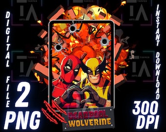 Deadpool en Wolverine PNG: Cricut Sticker, T-shirtsublimatie (digitaal bestand)