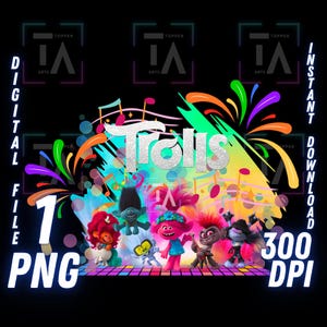 Trolls Png, Transparent Image, Printable trolls, digital file, instant download, trolls image, trolls movie png, trolls shirt, band together