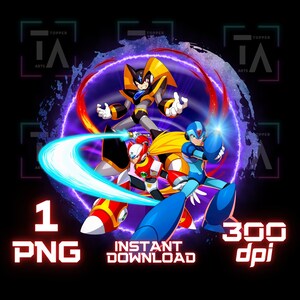 Megaman PNG Cricut T Shirt Sublimation Pin Aufkleber Clipart transparente Bild Druckbare Digitale Datei Sofortiger Download Zero Protoman Rockman