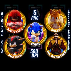 Sonic the Hedgehog PNG Bundle Sonic Cupcake Toppers Sonic Clipart Sonic Party Decor Sonic Cricut Sublimation Sonic Birthday Gift Sonic Craft