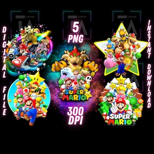Super Mario PNG Bundle Mario Bros Png Pack Mario bros movie mario and luigi png Mario Kart instant download Mario galaxy mario Wall Art