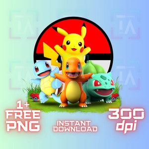 Pikachu PNG, Cricut T shirt Sublimation Sticker Wall Paper Clip art Tumbler Wrap Transparent Images Printable Digital Files Instant Pikachu