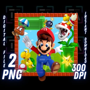 Super Mario PNG, Mario Png Clipart, Mario bros movie, mario and luigi png, Mario Kart, instant download, Mario galaxy, mario Wall Art