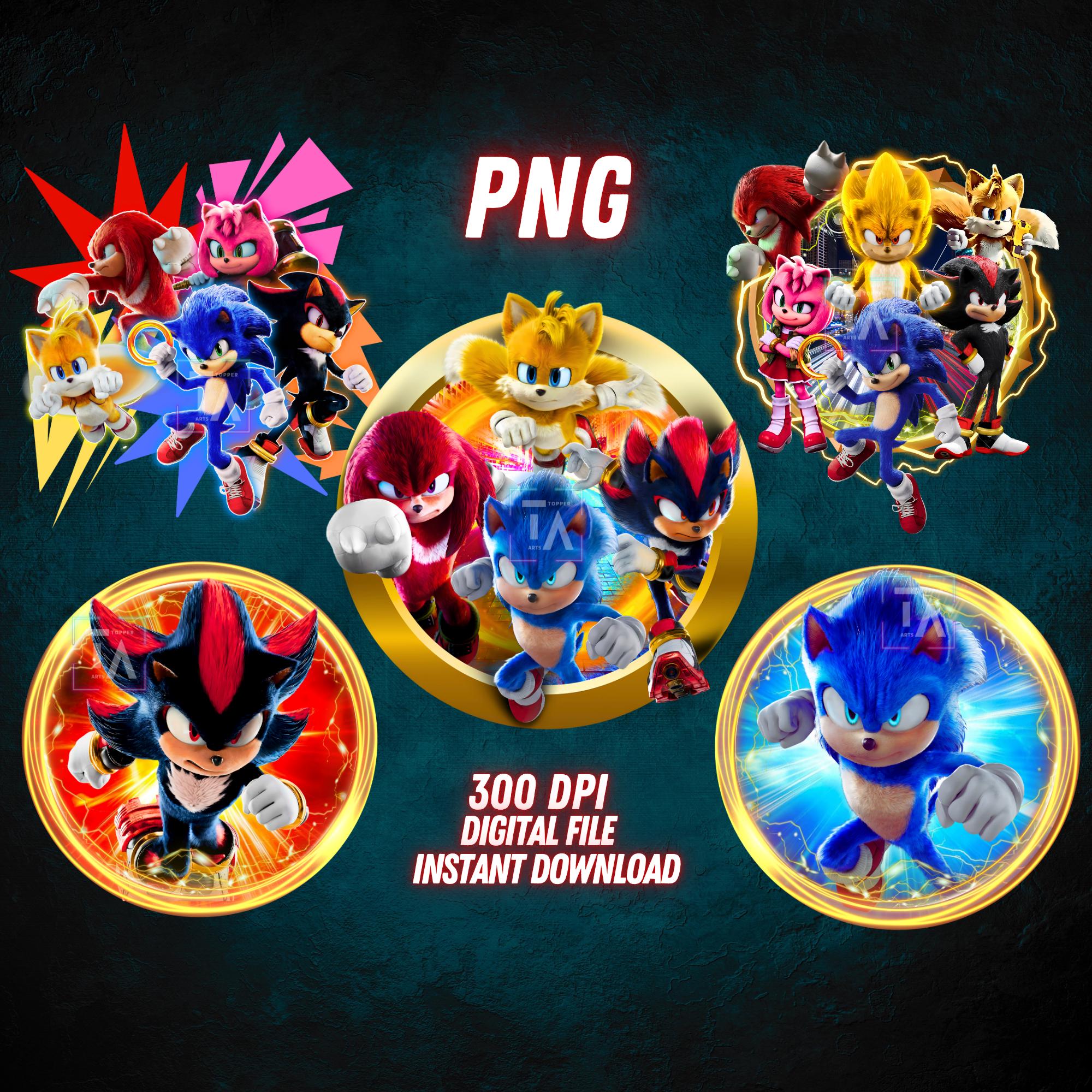 Set of 5 Sonic 3 Png Pack Sonic The Hedgehog PNG Bundle Sonic Printable Pack Cricut Sonic 3 png Set Cake Topper Print digital File download