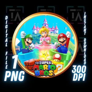 Mario Bros Movie PNG, Super Mario Png, clipart przezroczysty obraz do wydrukowania cyfrowy Mario Kart Instant Tumbler Wrap Princess Peach Luigi Art