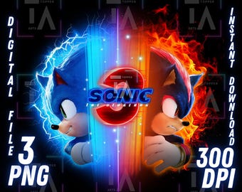 Sonic & Shadow PNG the Hedgehog Printable Clipart TShirt Sublimation Design Digital File